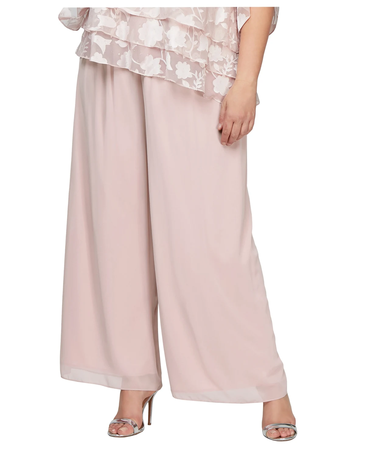 Plus Size Wide-Leg Chiffon Pants