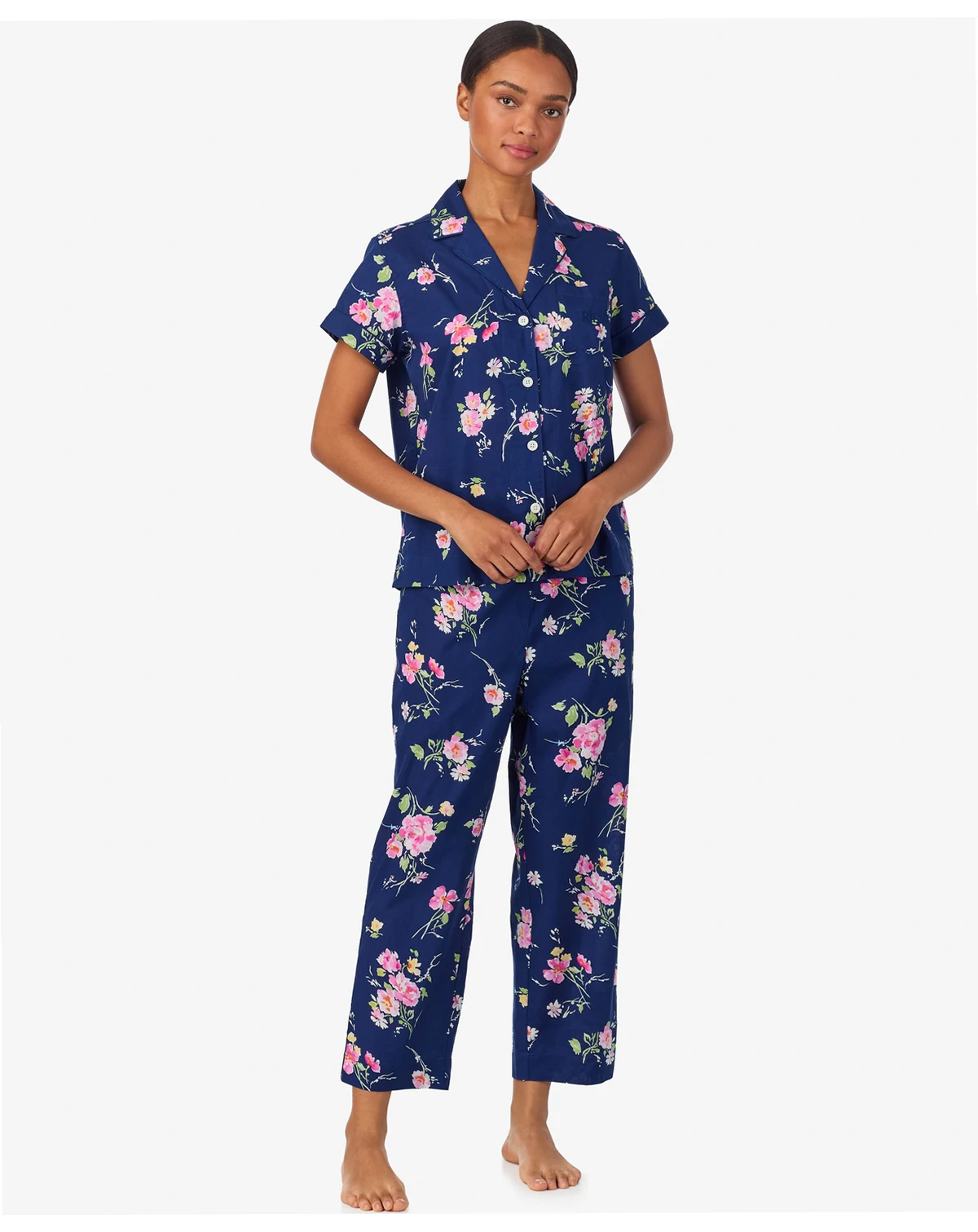 Women's Cropped Short Sleeve Pajama Set