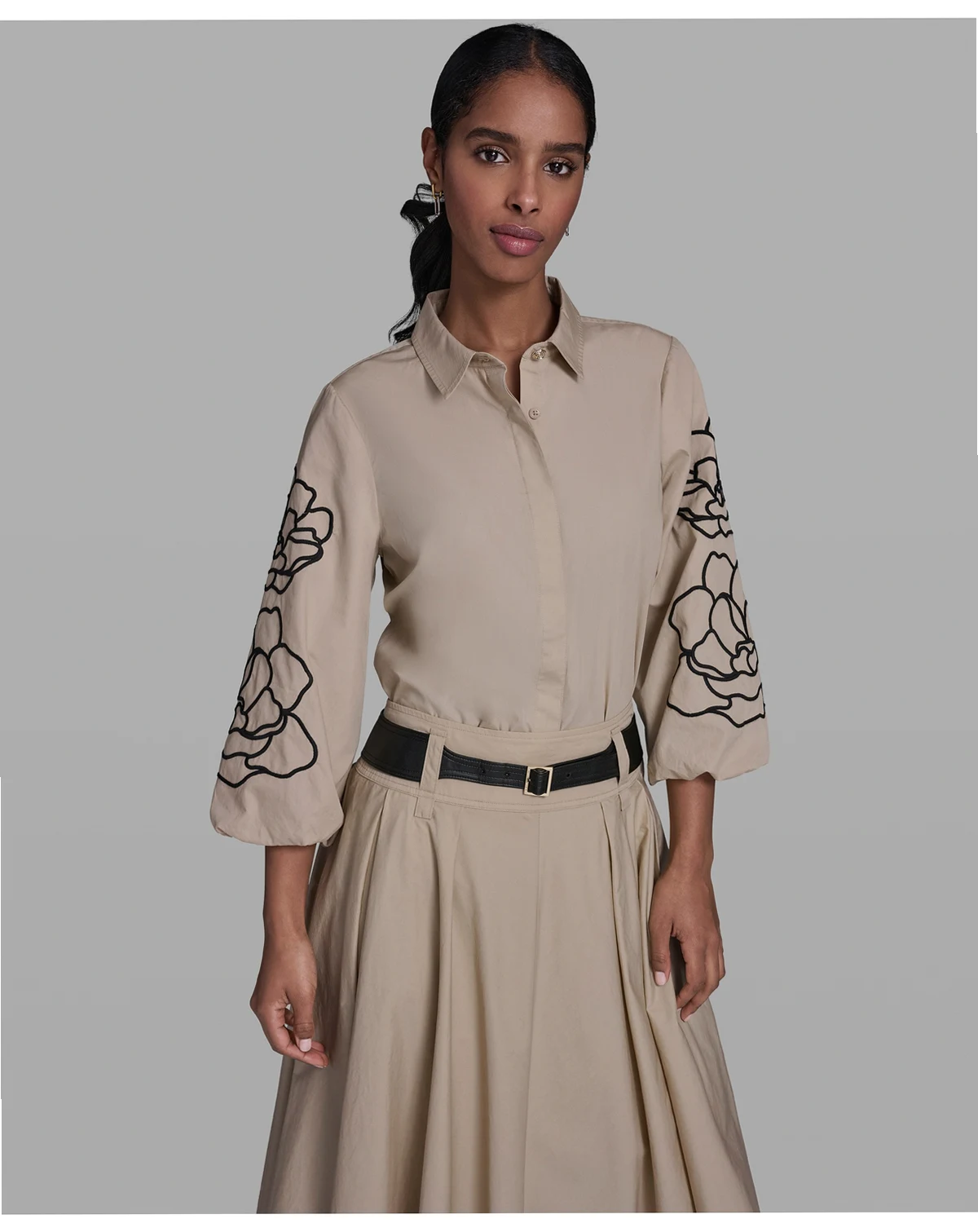 Women's Floral Detailed Collared Blouse