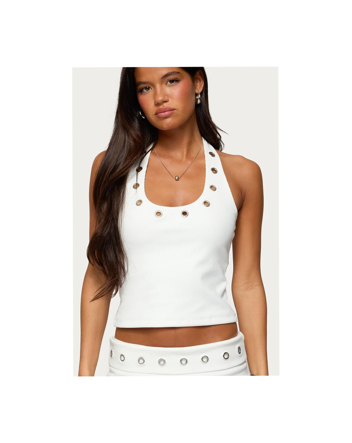 Women's Havana Grommet Ribbed Halter Top