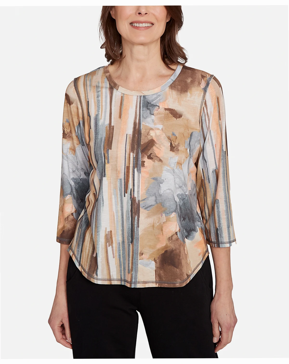 Women's Classic Spliced Floral Stripe Top