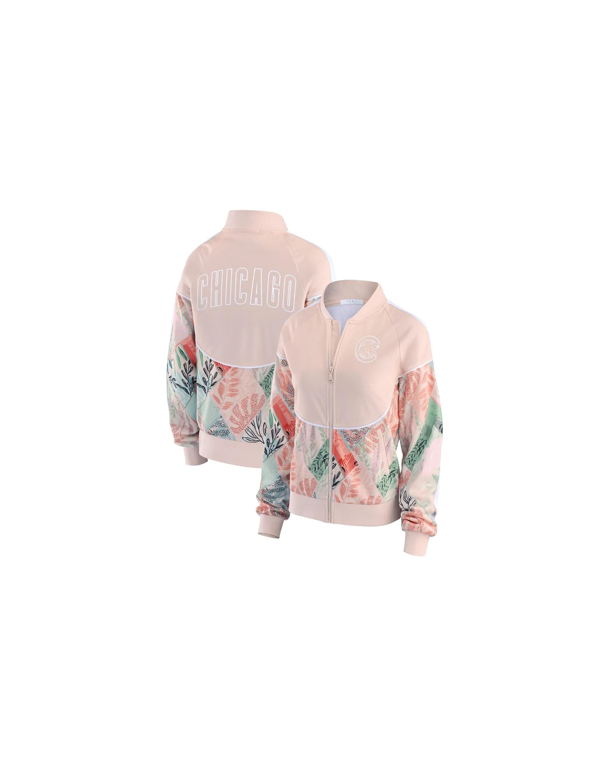 Women's Sand Chicago Cubs Raglan Full-Zip Track Jacket