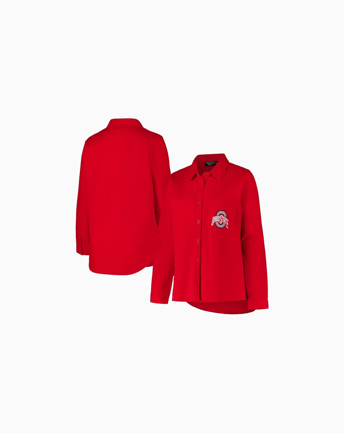 Women's Scarlet Ohio State Buckeyes Plus Size Button-Up Shacket