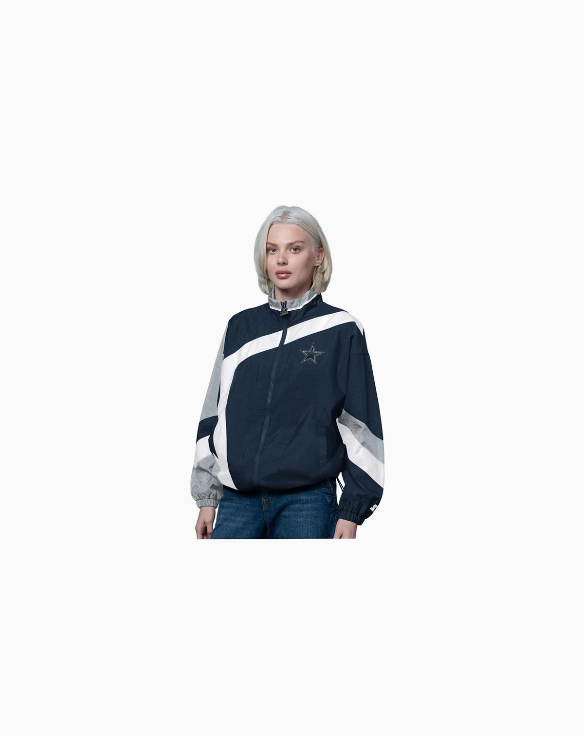 Women's Navy/Silver Dallas Cowboys 1st Quarter Full-Zip Windbreaker Jacket