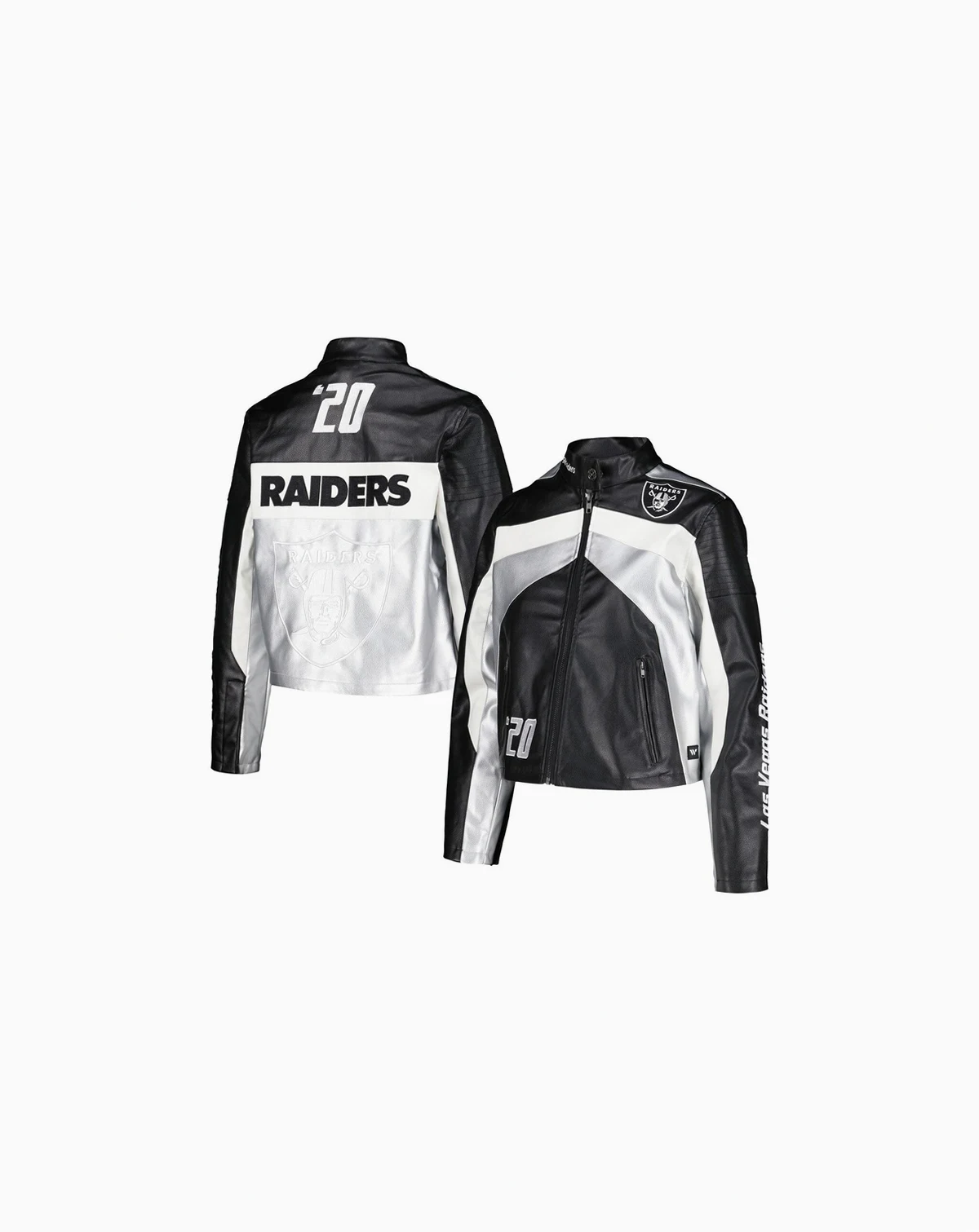 Women's Black Las Vegas Raiders Faux Leather Full-Zip Racing Jacket