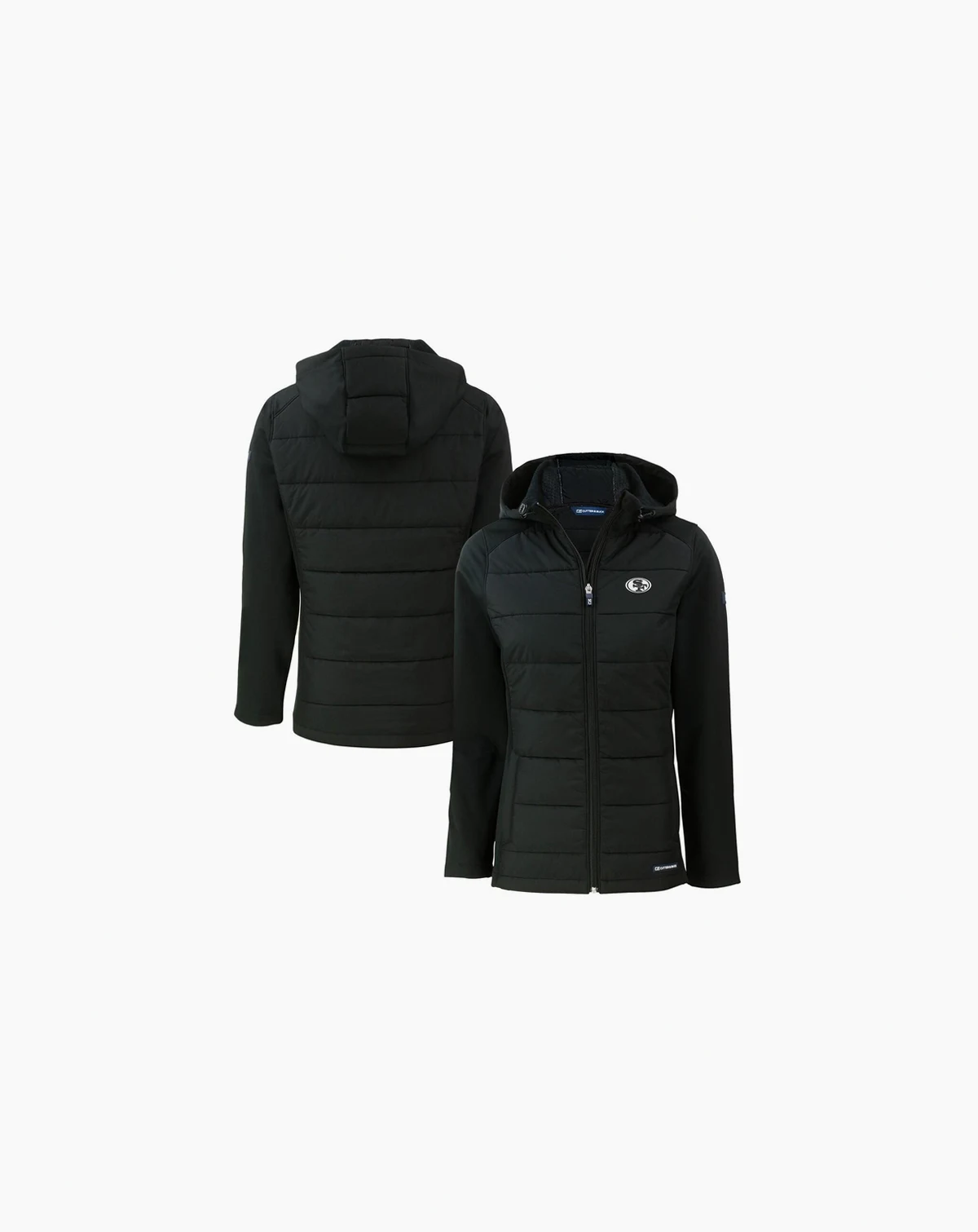 Women's Black San Francisco 49ers Evoke Hybrid Eco Softshell Full-Zip Hoodie Jacket