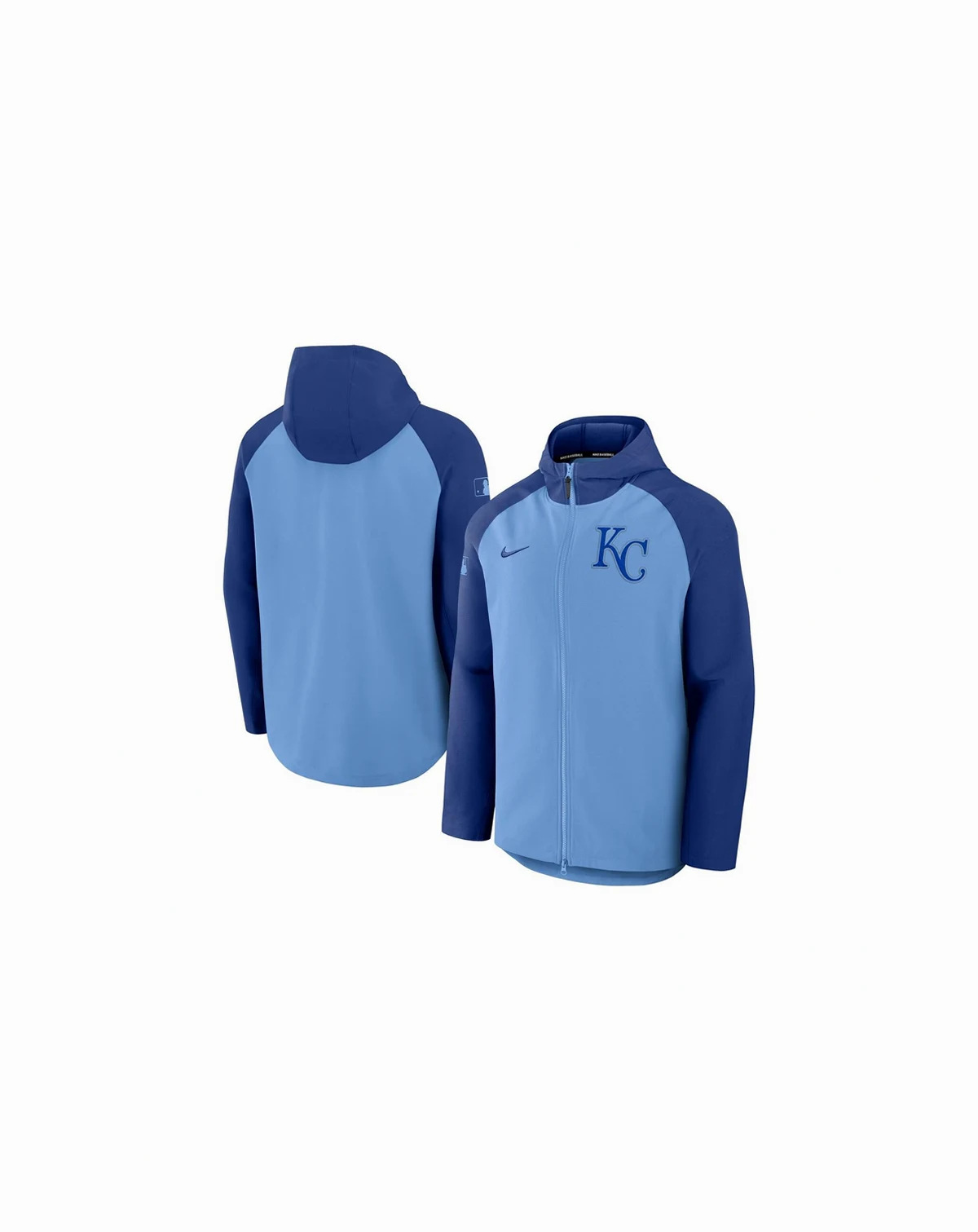 Men's Light Blue/Royal Kansas City Royals Authentic Collection Raglan Performance Full-Zip Jacket