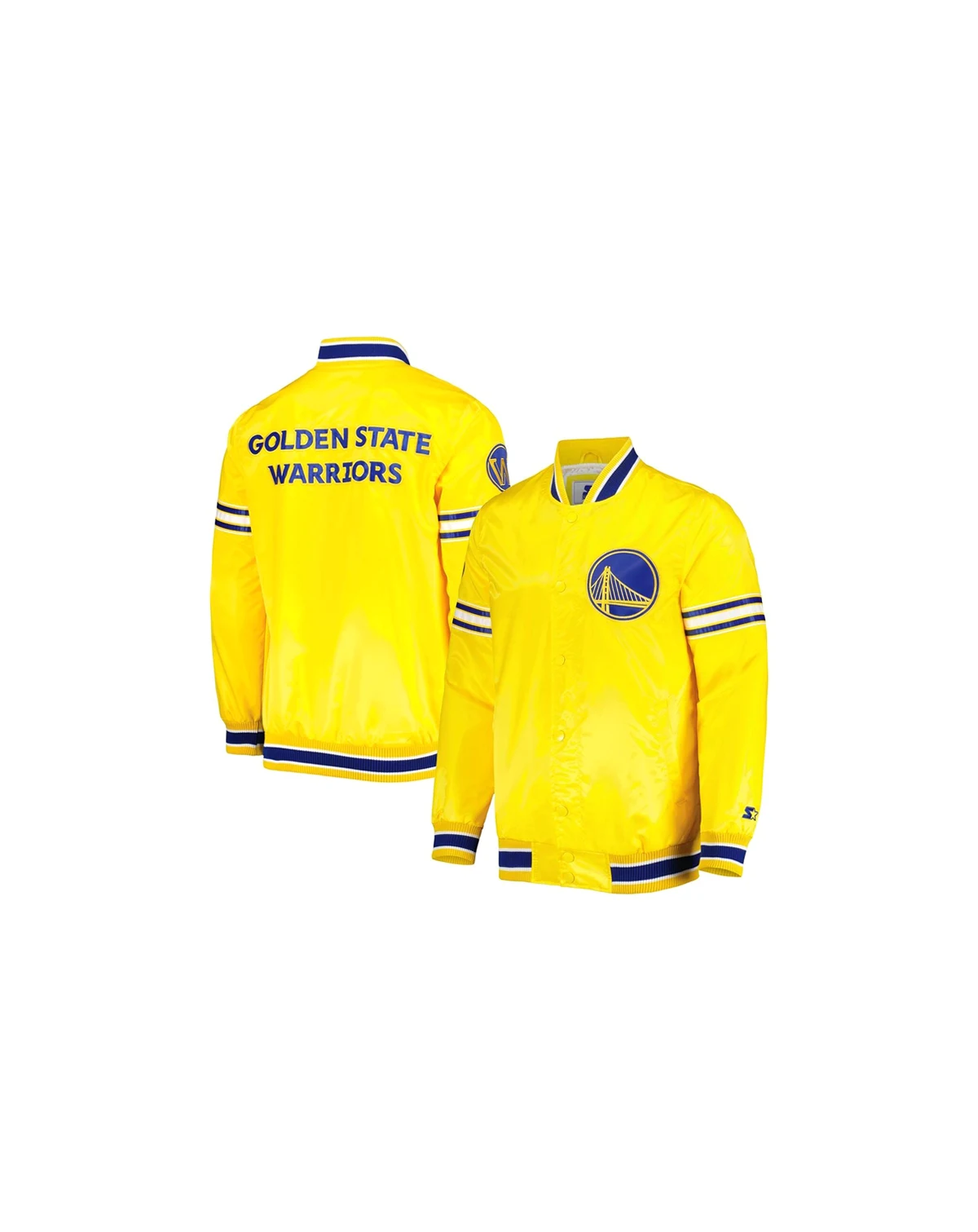 Men's Gold Golden State Warriors Slider Satin Full-Snap Varsity Jacket