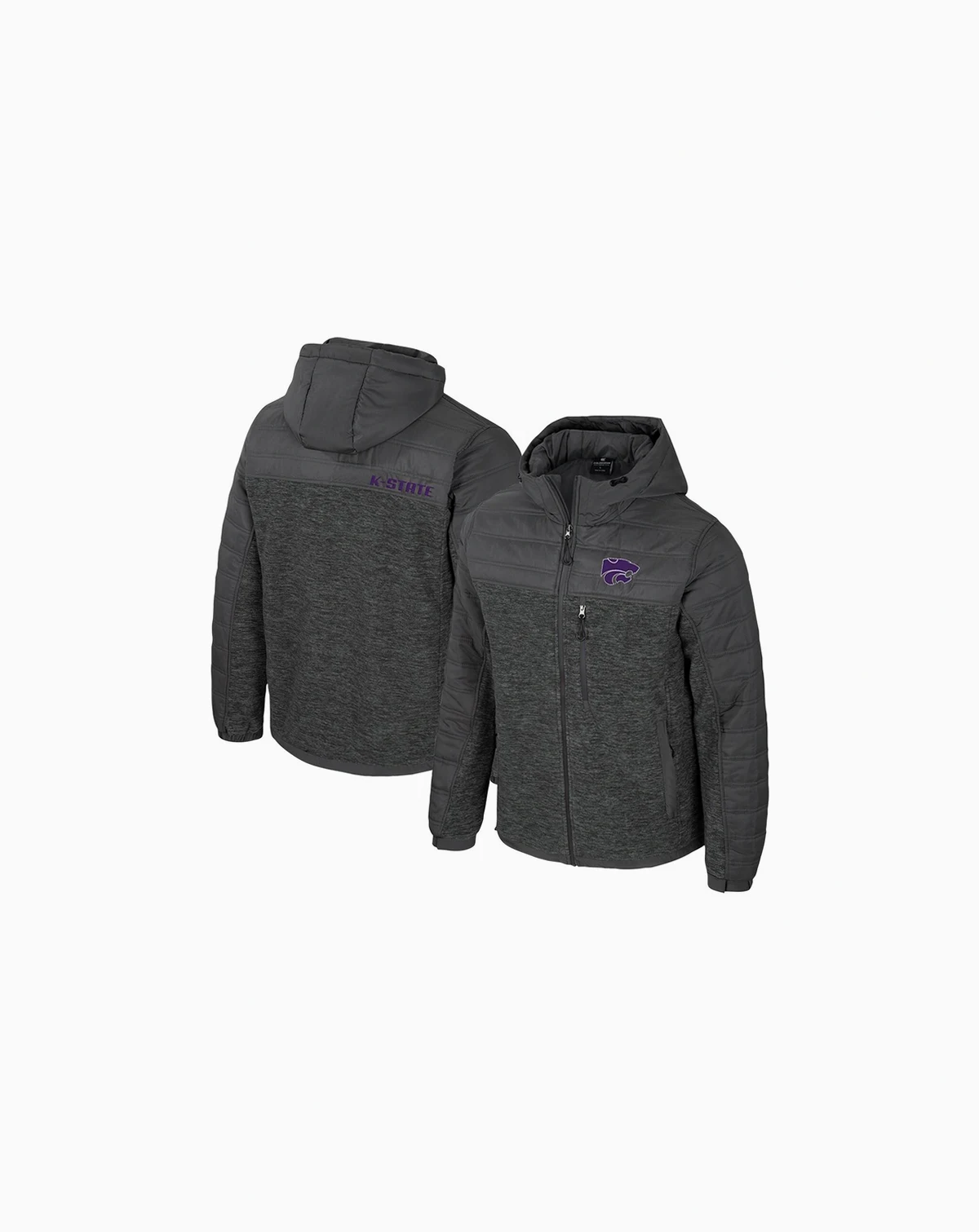 Men's Charcoal Kansas State Wildcats Nightman Full-Zip Hoodie Puffer Jacket