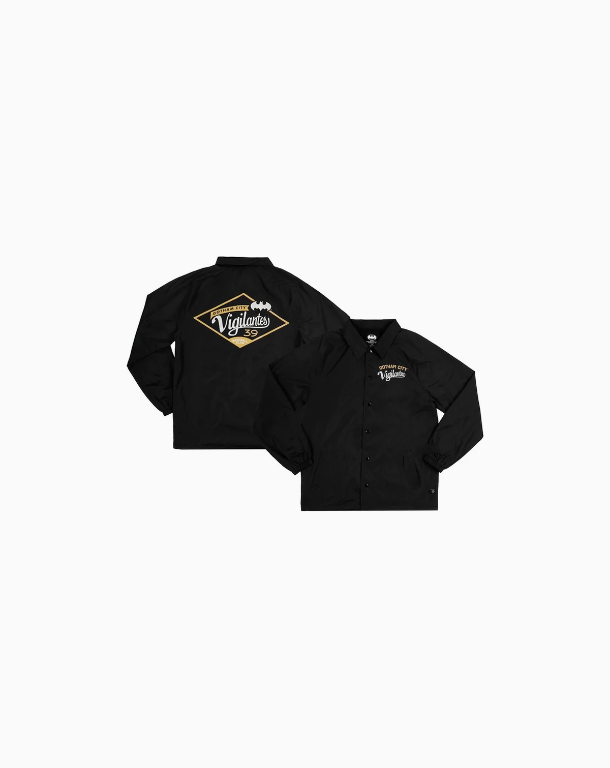 Men's Black Batman Gotham City Vigilantes Coaches Full-Snap Raglan Jacket