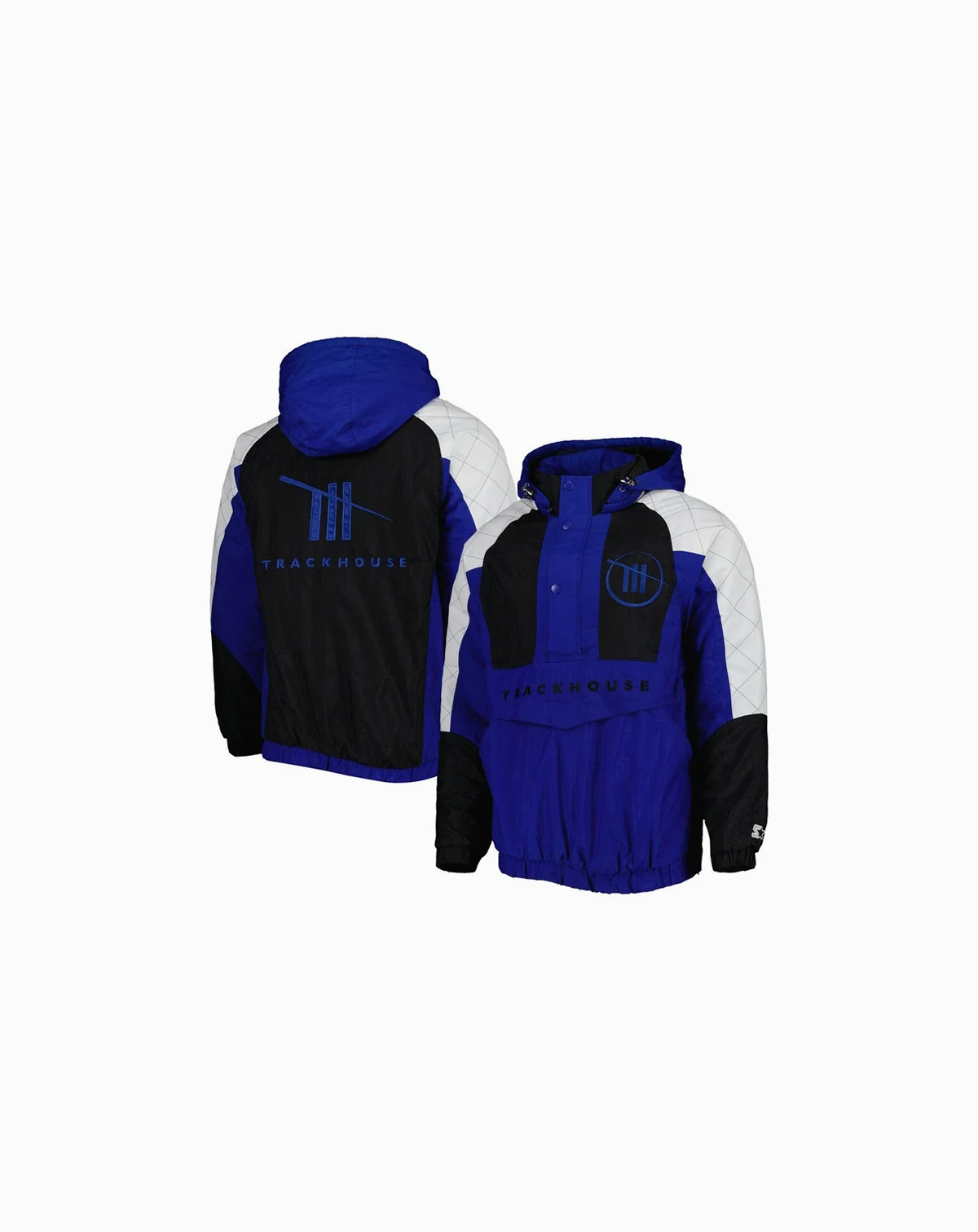 Men's Blue, Black TRACKHOUSE RACING The Body Check Half-Snap Pullover Jacket