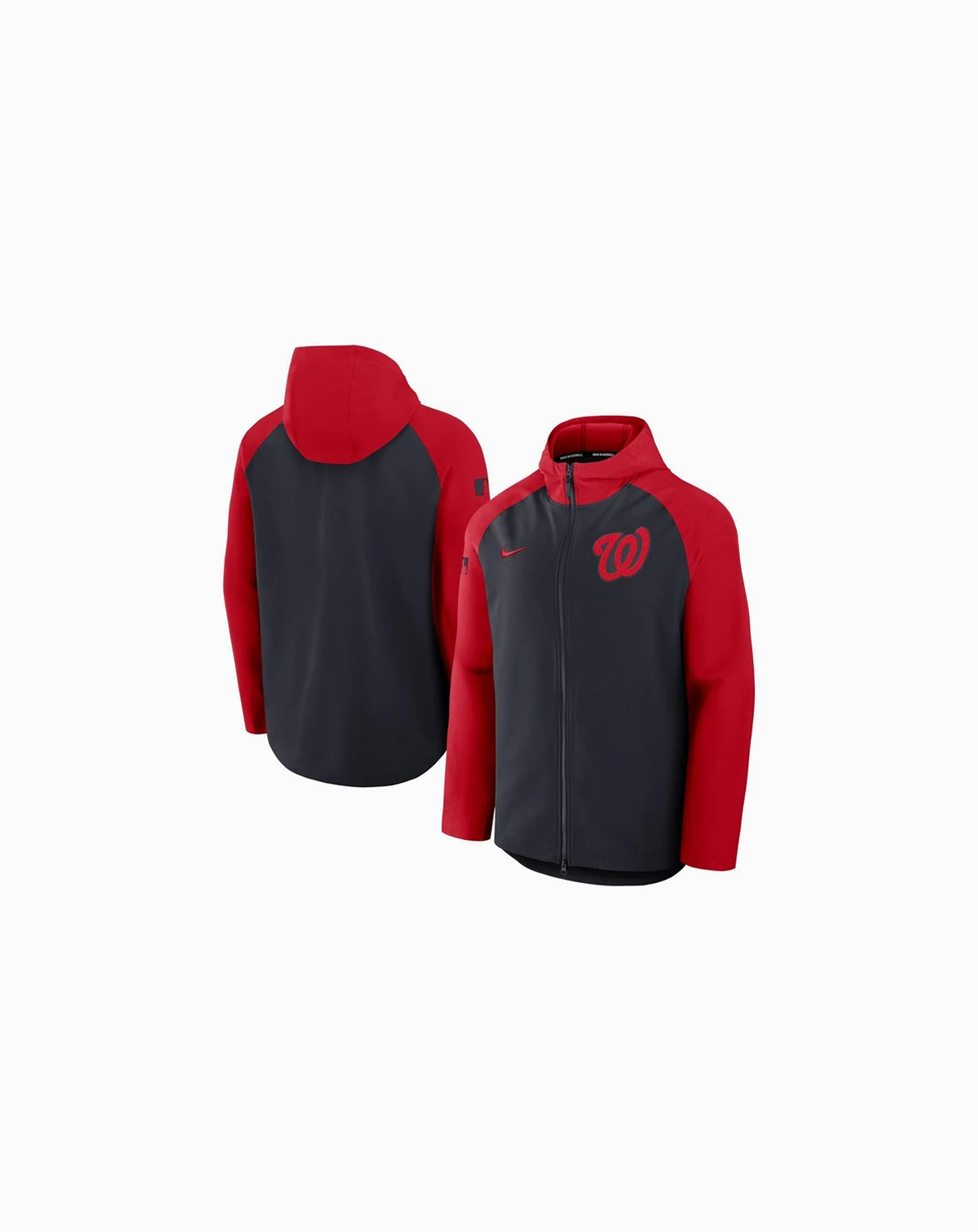 Men's Navy/Red Washington Nationals Authentic Collection Raglan Performance Full-Zip Jacket