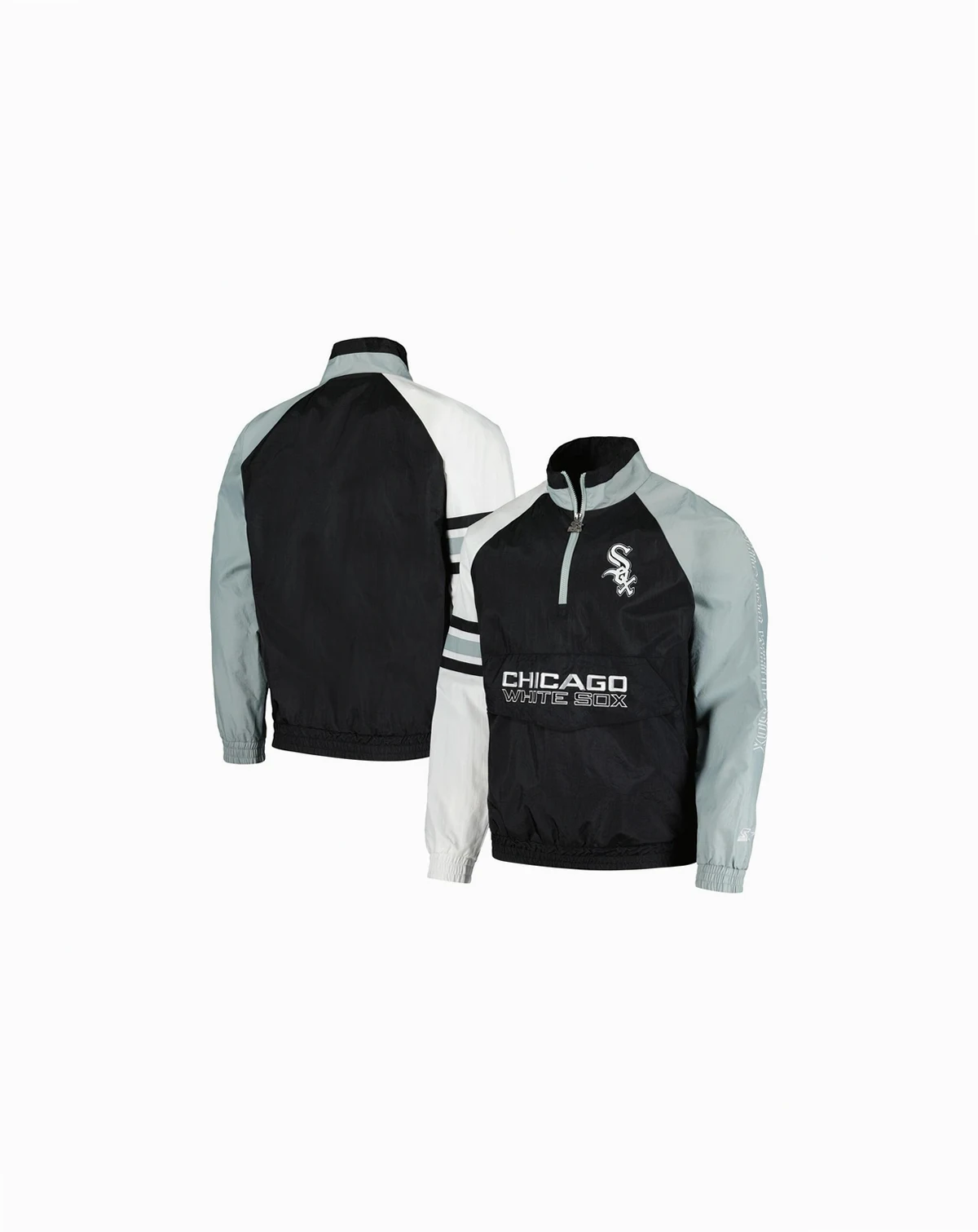 Men's Black, White Chicago White Sox Elite Raglan Half-Zip Jacket