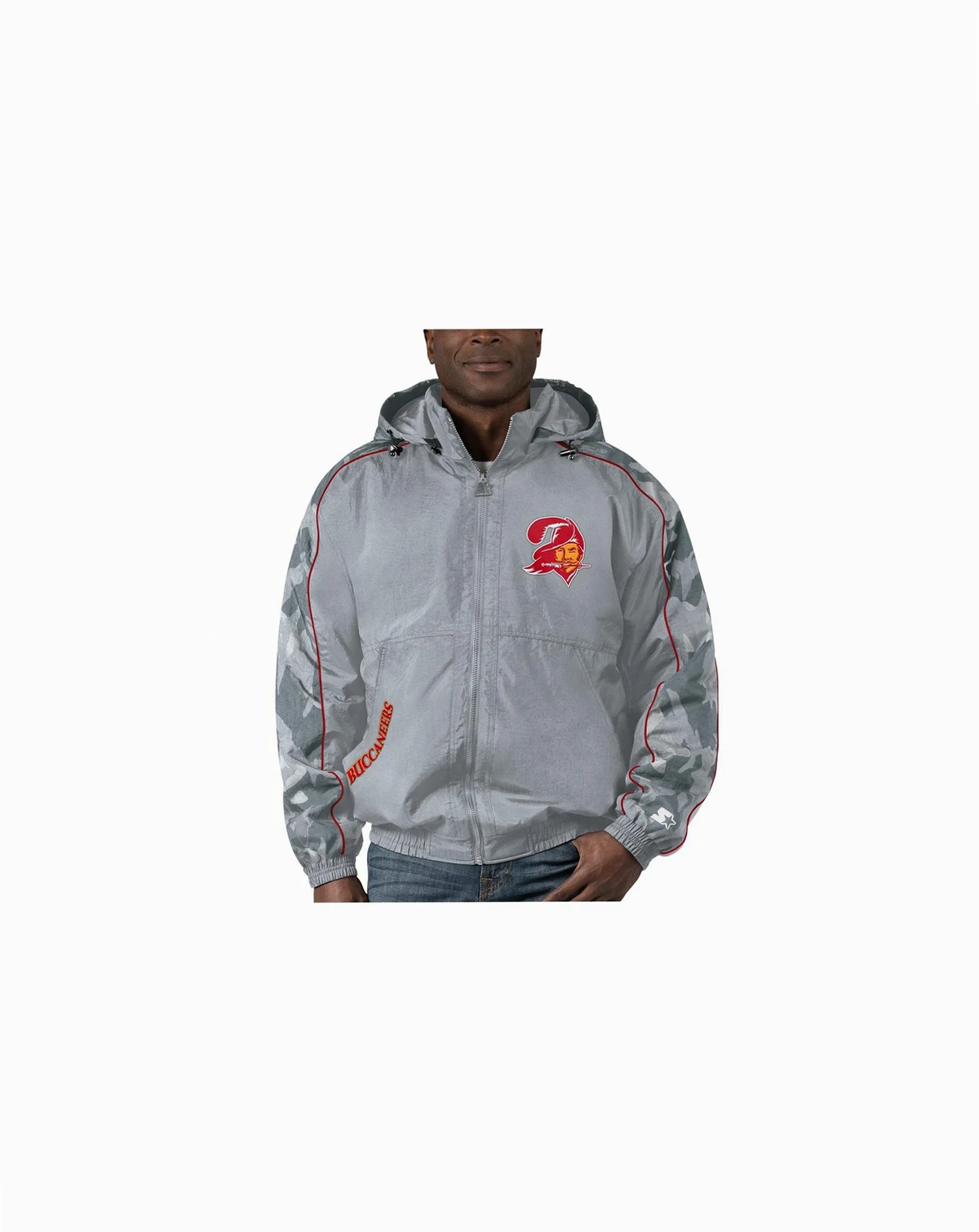 Men's Gray Distressed Tampa Bay Buccaneers Thursday Night Gridiron Throwback Full-Zip Jacket