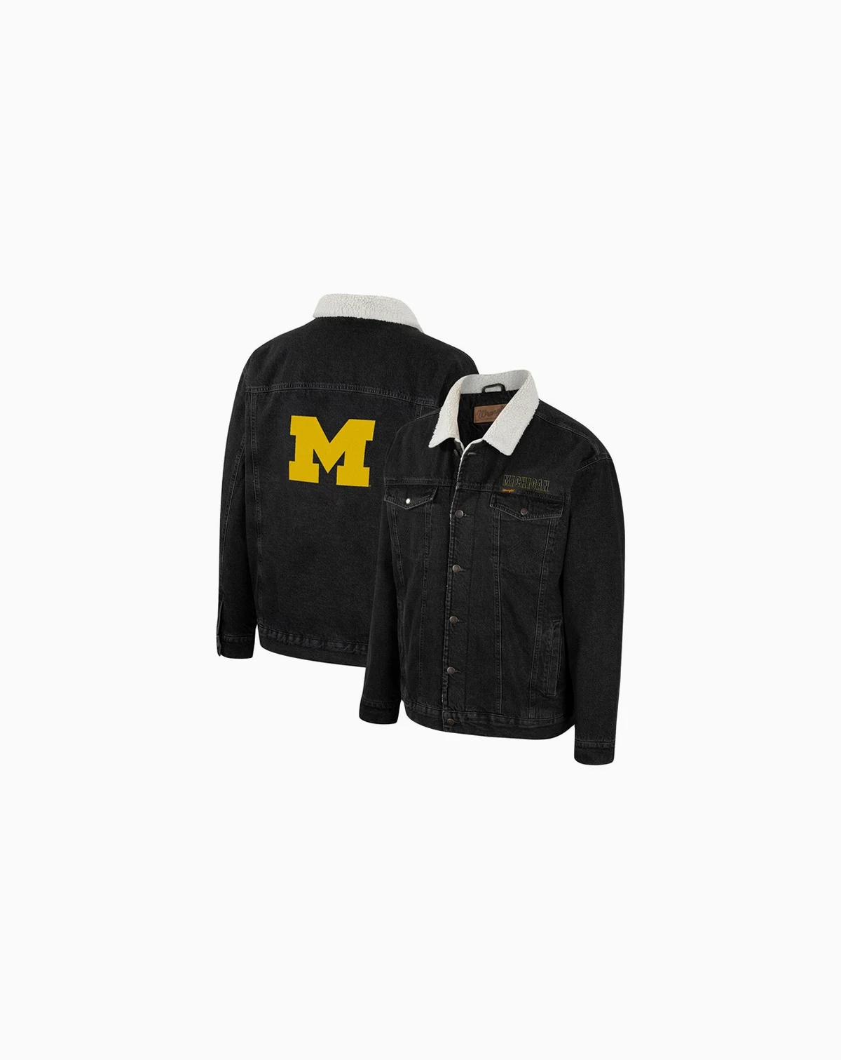 Men's x Wrangler Charcoal Michigan Wolverines Western Button-Up Denim Jacket