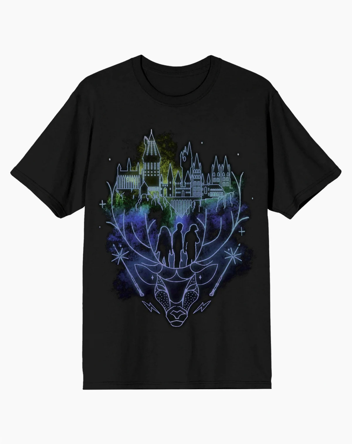 Men's Hogwarts Patronus Line Art Black T-shirt-XS