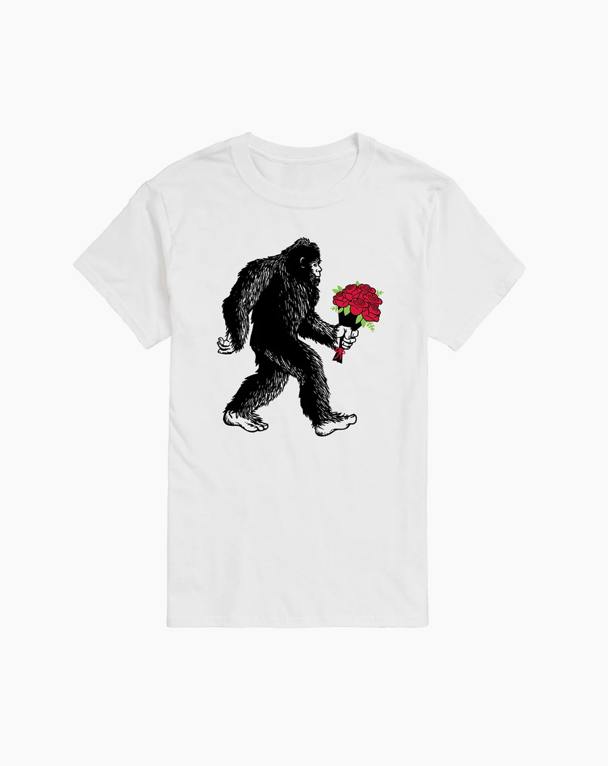 Men's Instant Message Sasquatch Flowers Printed Short-Sleeve Graphic T-Shirt