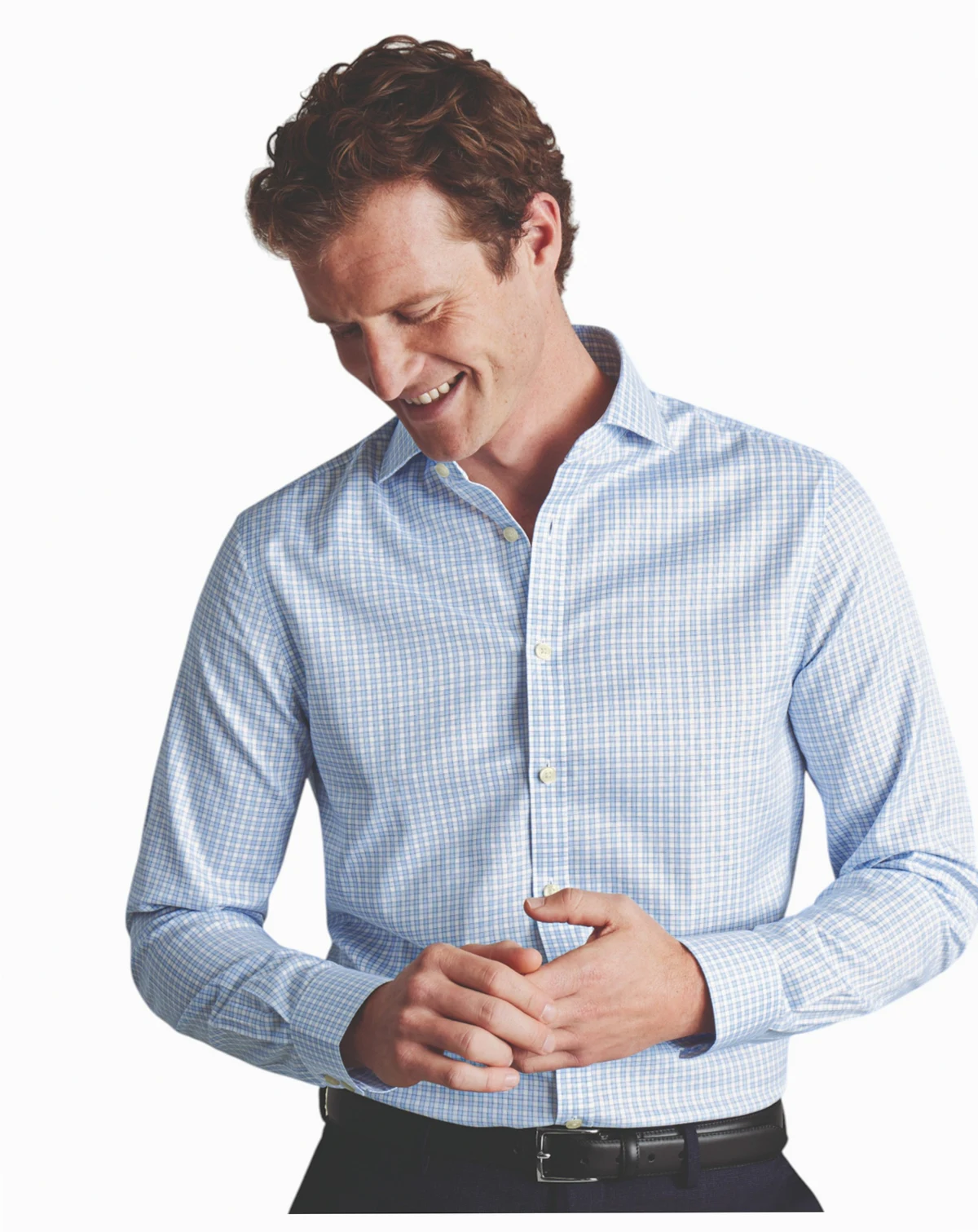 Men's Slim-Fit Non-Iron Check Twill Dress Shirt