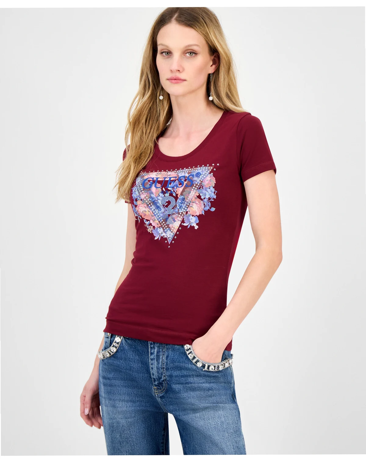 Women's Peony Triangle Crewneck Short-Sleeve Tee