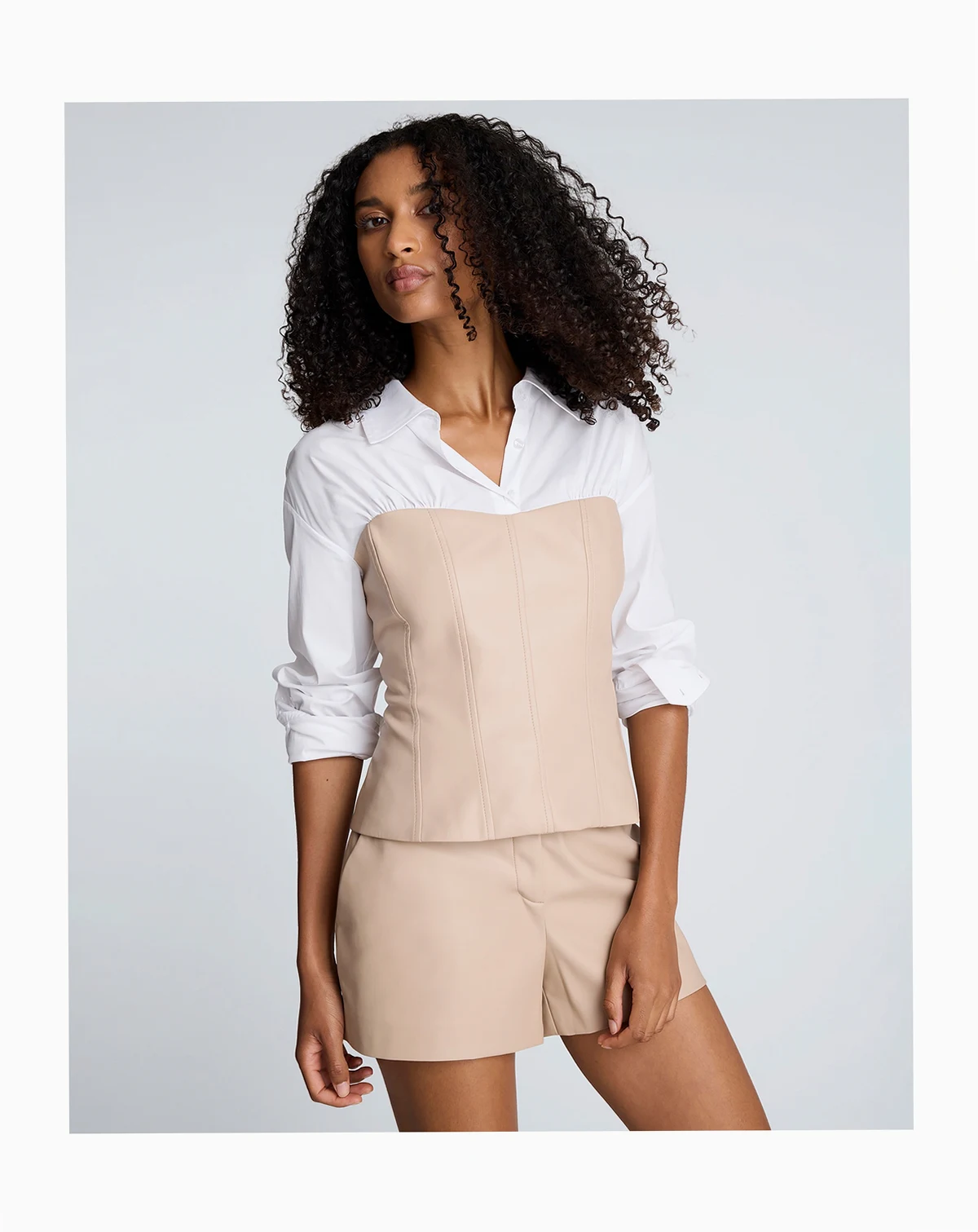 Women's Solid Poplin Y-Neck Long-Sleeve Shirt