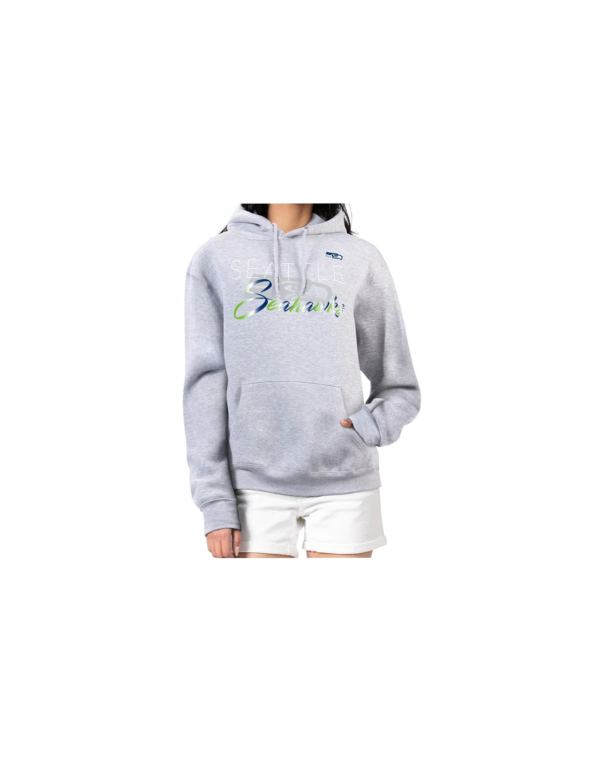 Women's Gray Seattle Seahawks Shadow Logo Fleece Pullover Hoodie