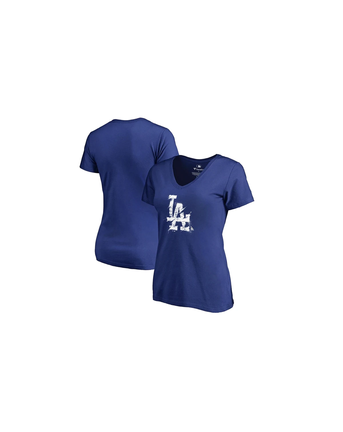 Women's Royal Los Angeles Dodgers Splatter Logo V-Neck T-shirt
