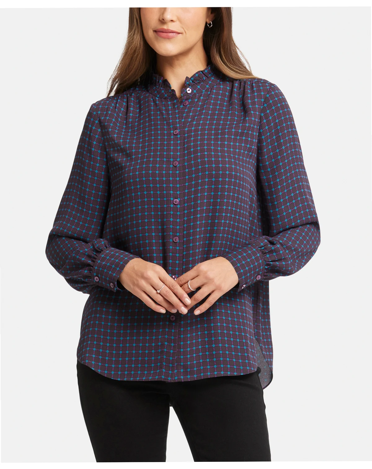 NYDJ Women's Ruffle Neck Top