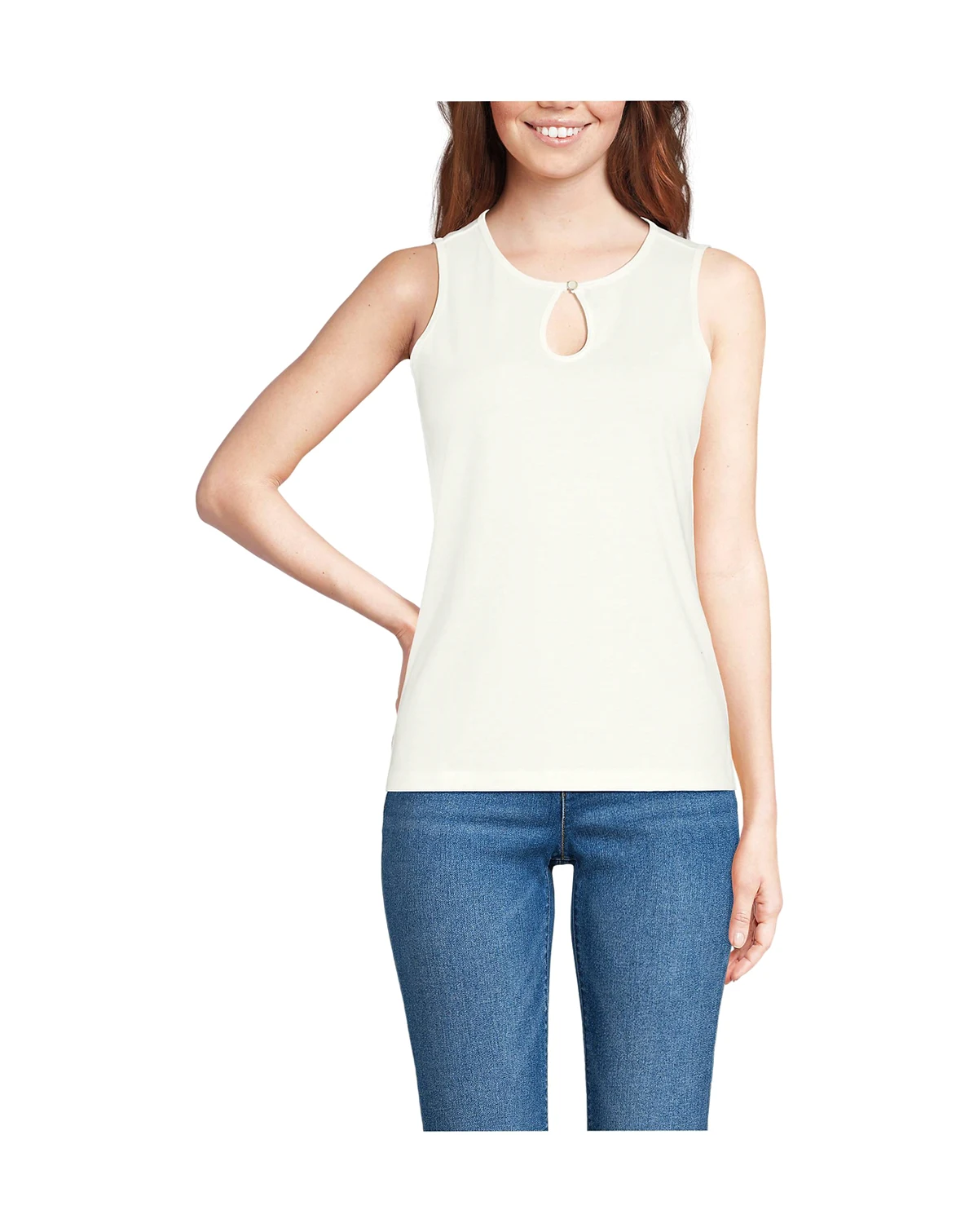 Women's Petite Supima Keyhole Tank