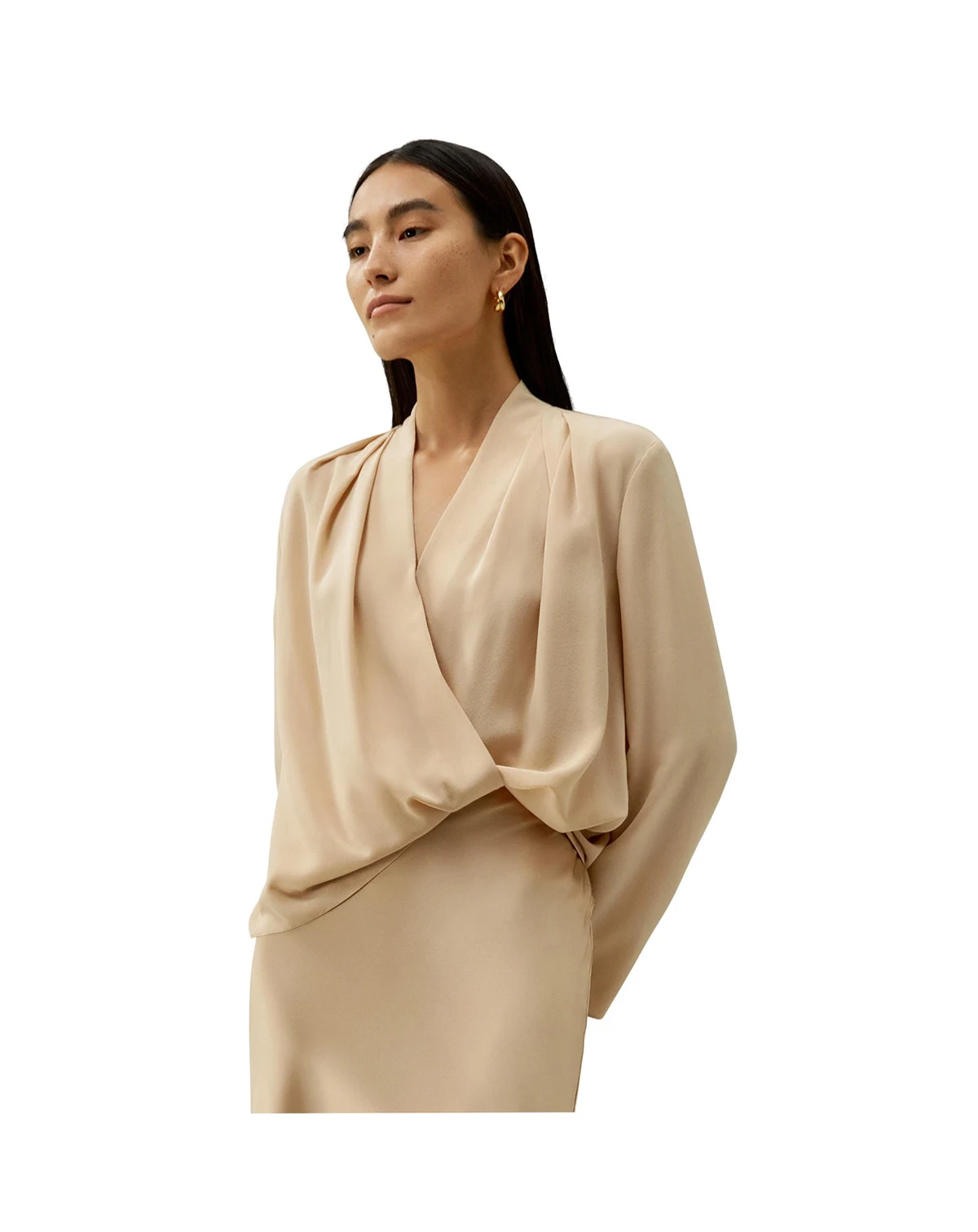 Women's Silk Crepe de Chine Long Sleeve Blouse