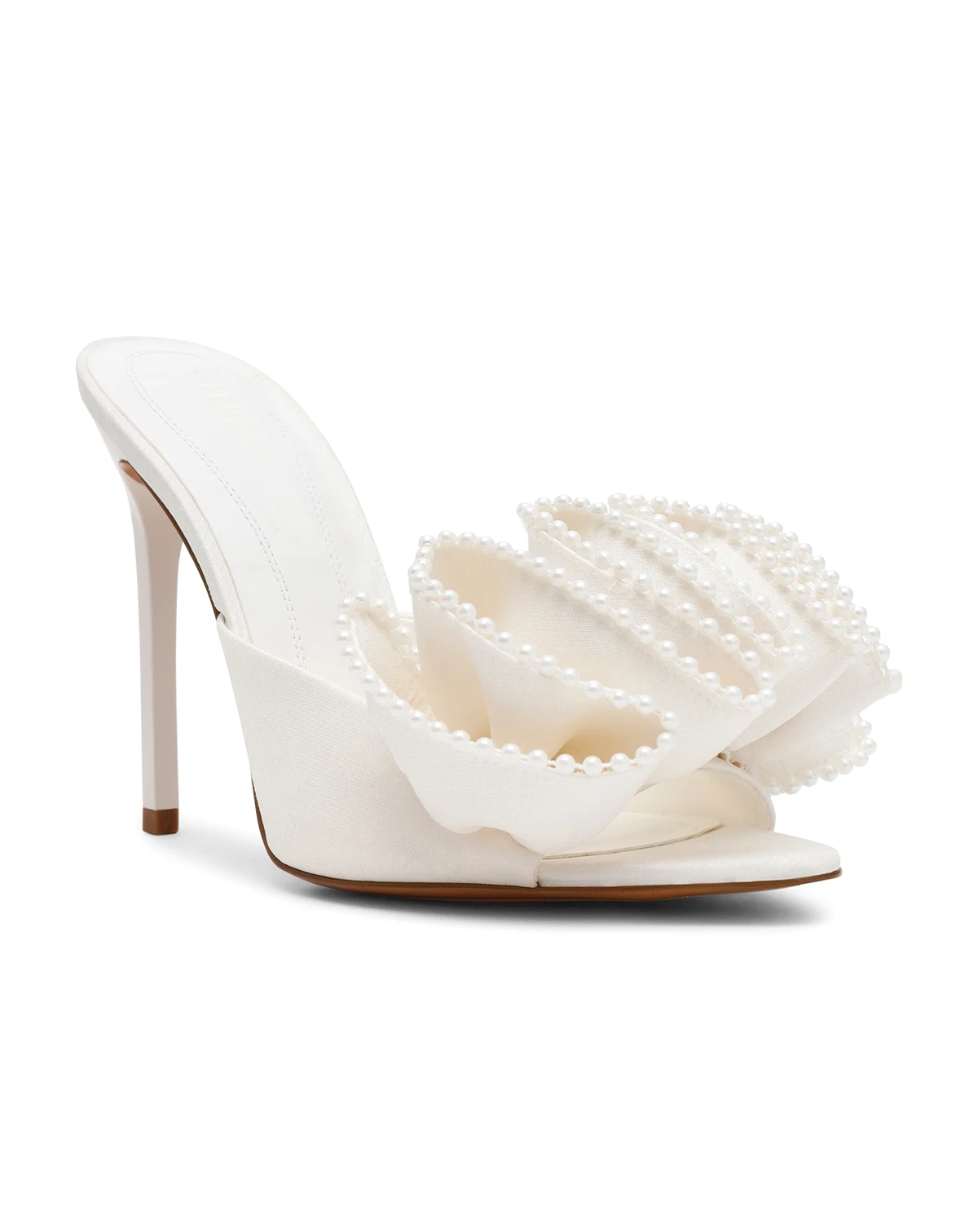 Women's Affinity-Pearl Ruffle High Heel Dress Mules