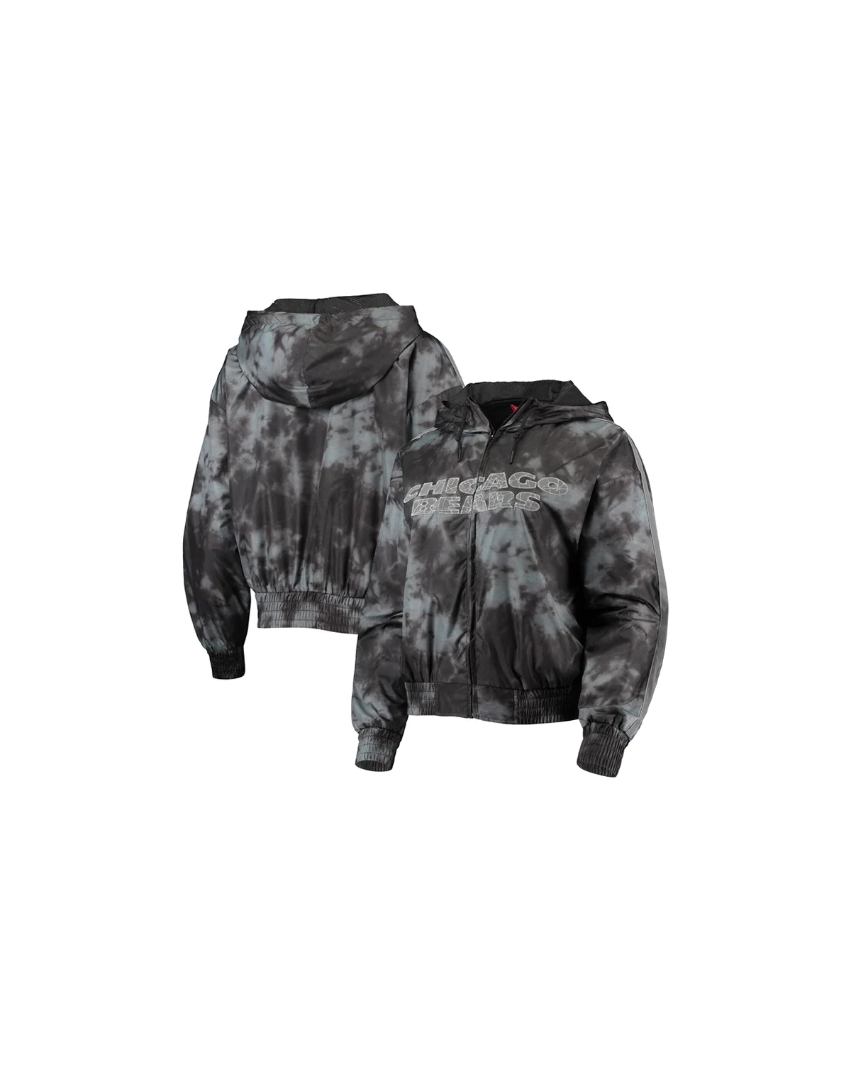 Women's Black Chicago Bears Galaxy Full-Zip Windbreaker Hoodie Jacket