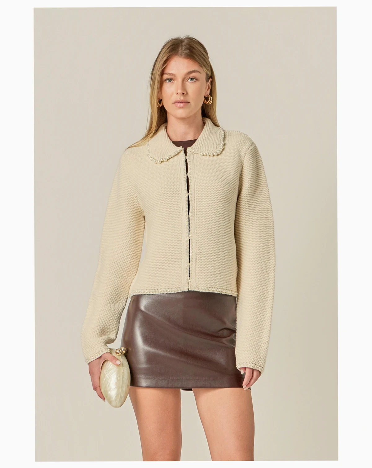 Women's Knit Pearl Detail Cardigan