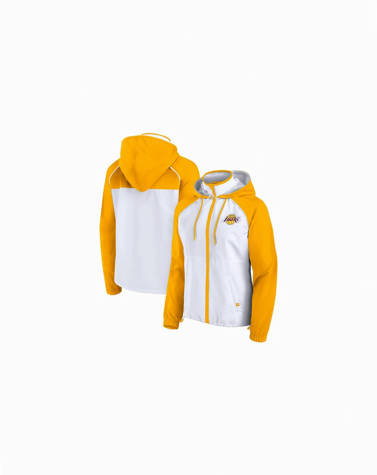 Women's White/Gold Los Angeles Lakers Anorak Raglan Full-Zip Hoodie Jacket