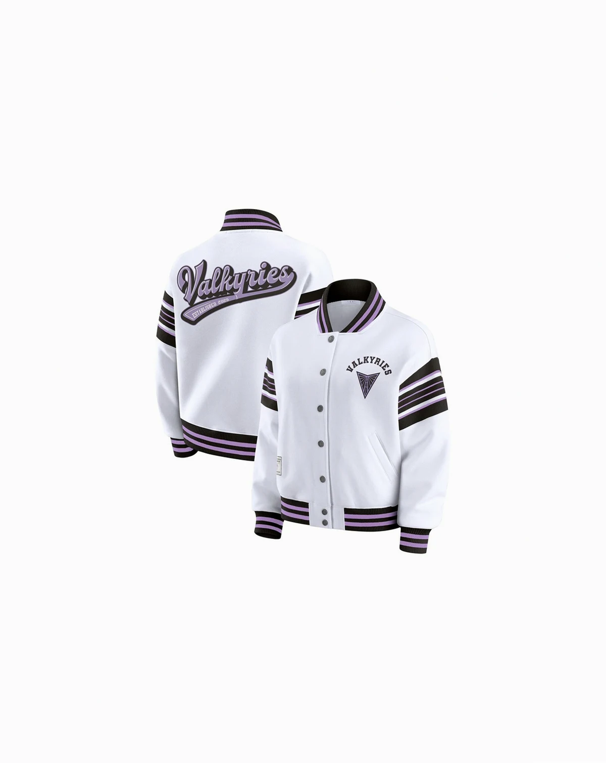 Women's White/Black Golden State Valkyries Full-Snap Fleece Sweatshirt Jacket