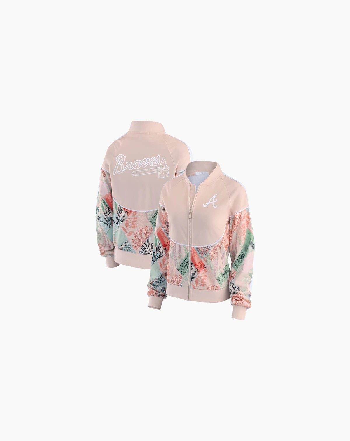 Women's Sand Atlanta Braves Raglan Full-Zip Track Jacket