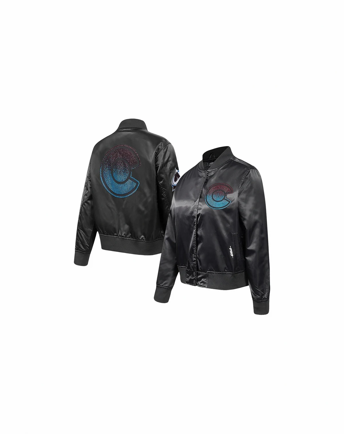 Women's Black Colorado Avalanche Rhinestone Jewels Satin Full-Snap Jacket