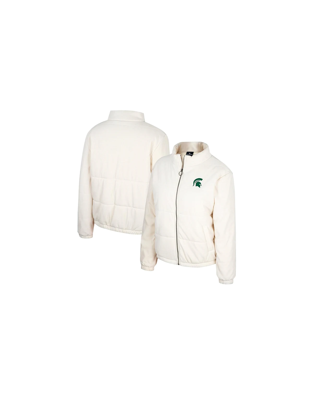 Women's Cream Michigan State Spartans So Hot Right Now Quilted Puffer Full-Zip Jacket