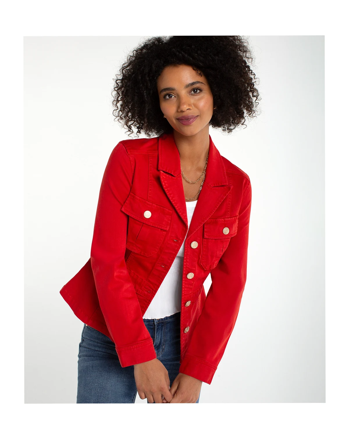 Women's Petite Tab Detail Button Front Jacket