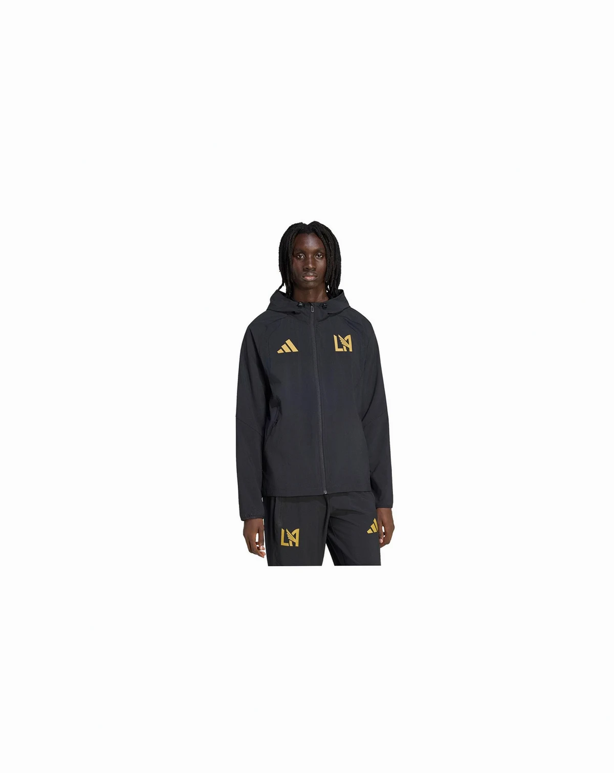 Men's Black LAFC Tiro Travel Full-Zip Hooded Windbreaker