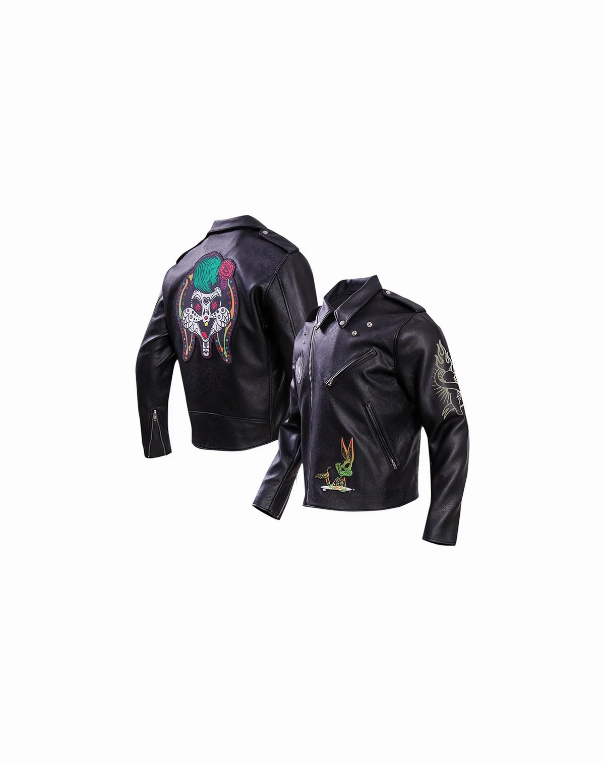Men's Black Looney Tunes Lola Bunny Biker Full-Zip Jacket