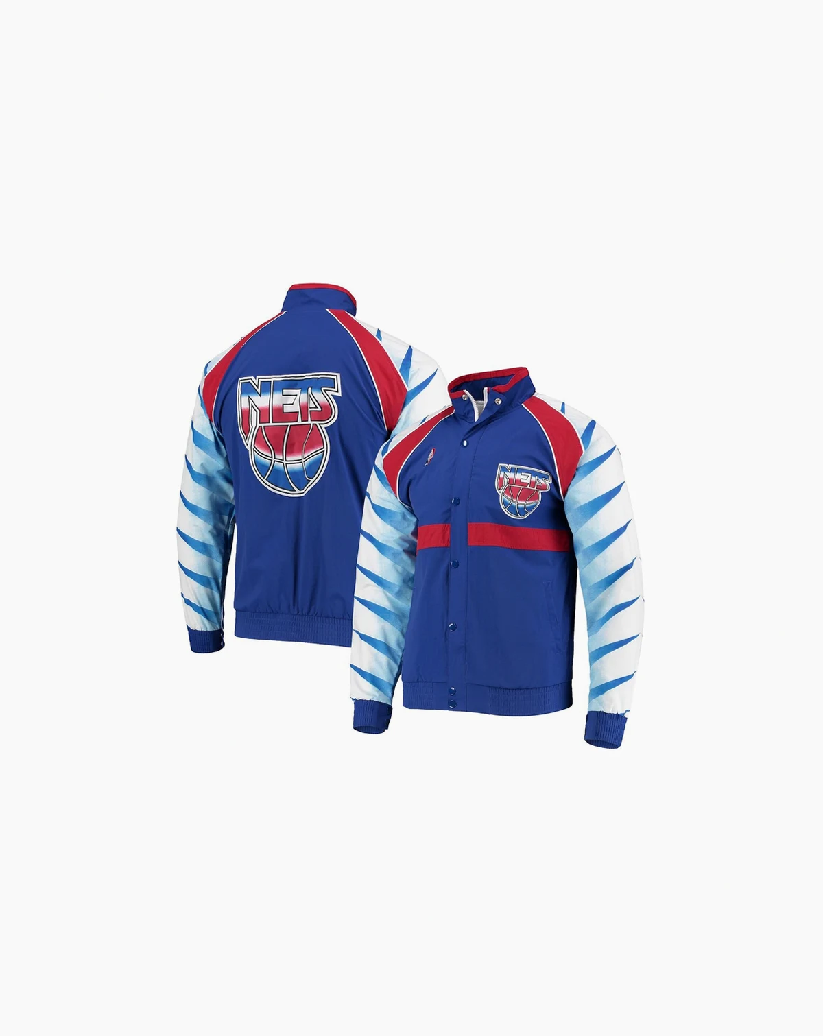 Men's Blue New Jersey Nets Hardwood Classics Authentic Warm-Up Raglan Full-Zip Jacket
