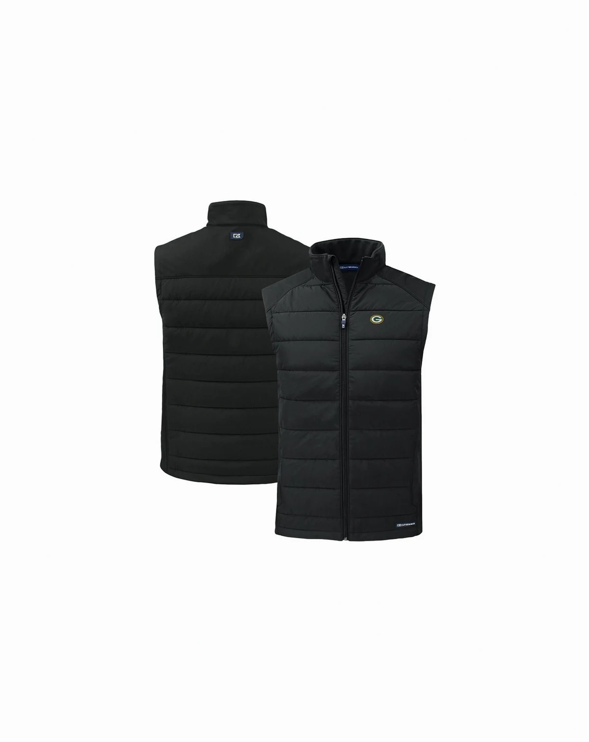Men's Black Green Bay Packers Primary Mark Evoke PrimaLoft Hybrid Eco Softshell Full-Zip Vest