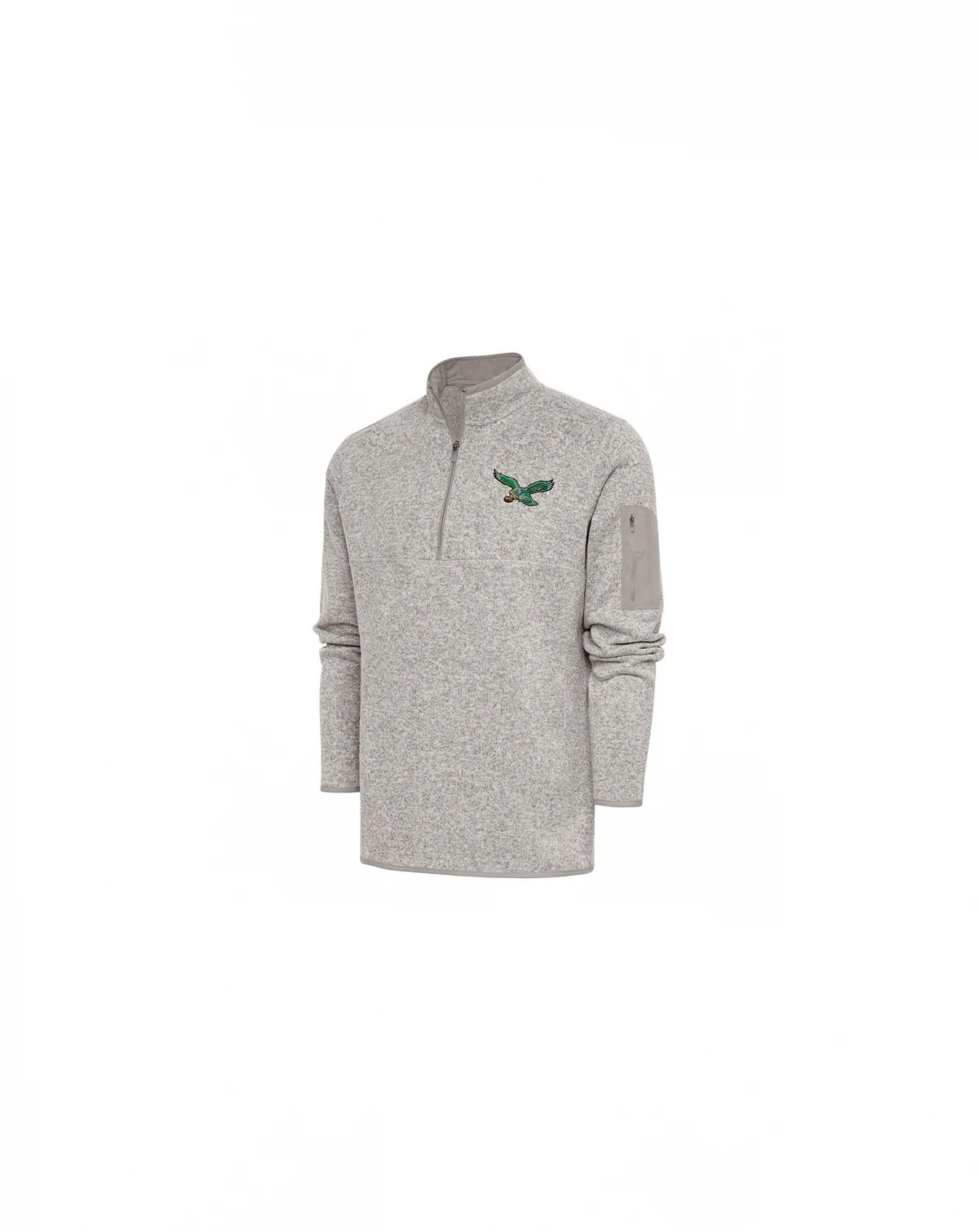 Men's Oatmeal Philadelphia Eagles Throwback Fortune Quarter-Zip Pullover Jacket