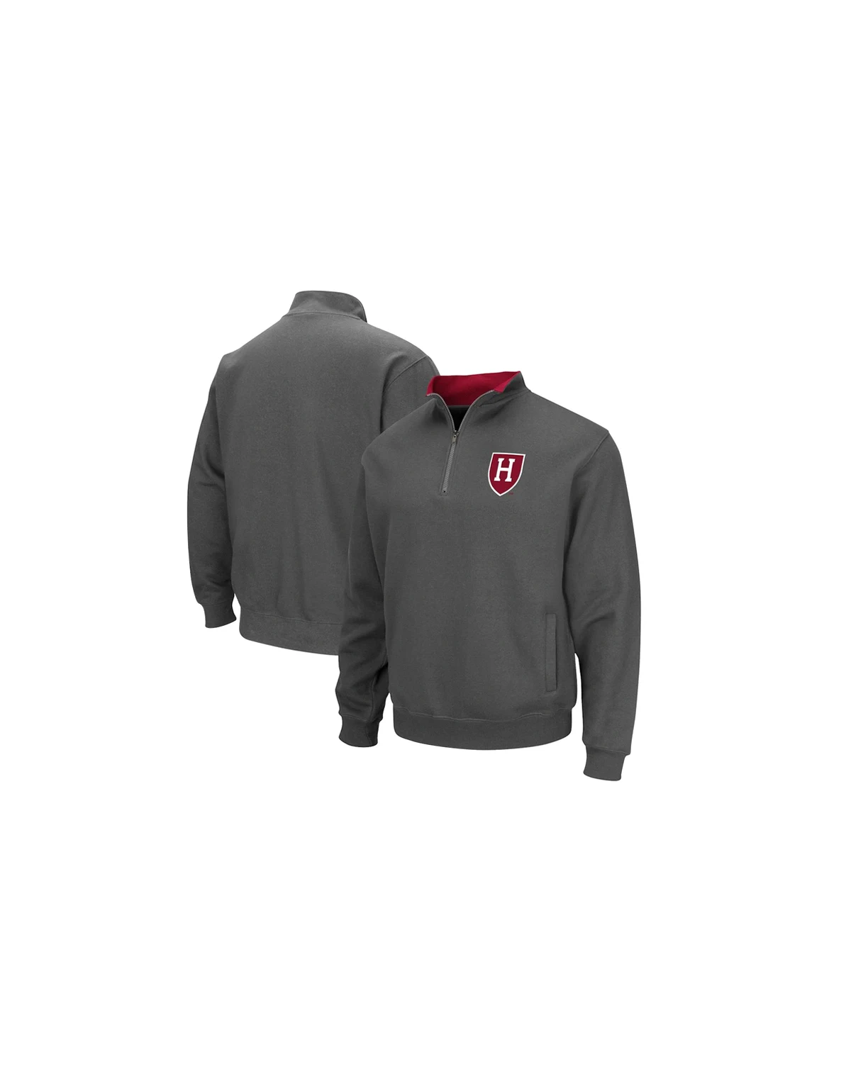 Men's Charcoal Harvard Crimson Tortugas Team Logo Quarter-Zip Jacket