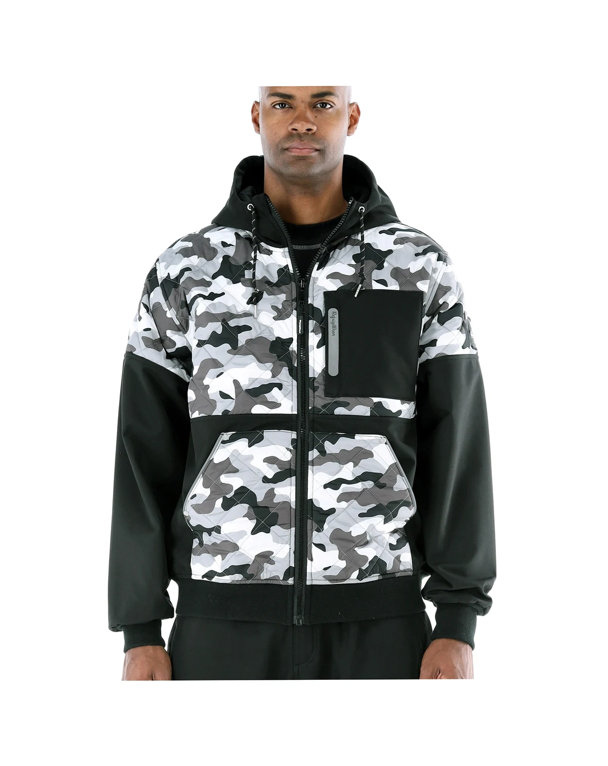Men's Camo Diamond Quilted Hooded Jacket Camouflage Winter Coat, Insulated Outdoor Gear