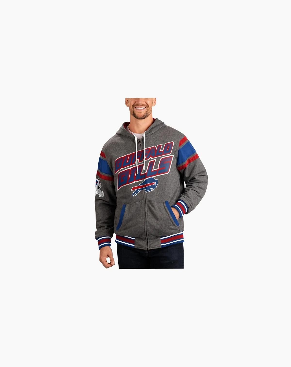 Men's Royal, Gray Buffalo Bills Extreme Full Back Reversible Hoodie Full-Zip Jacket