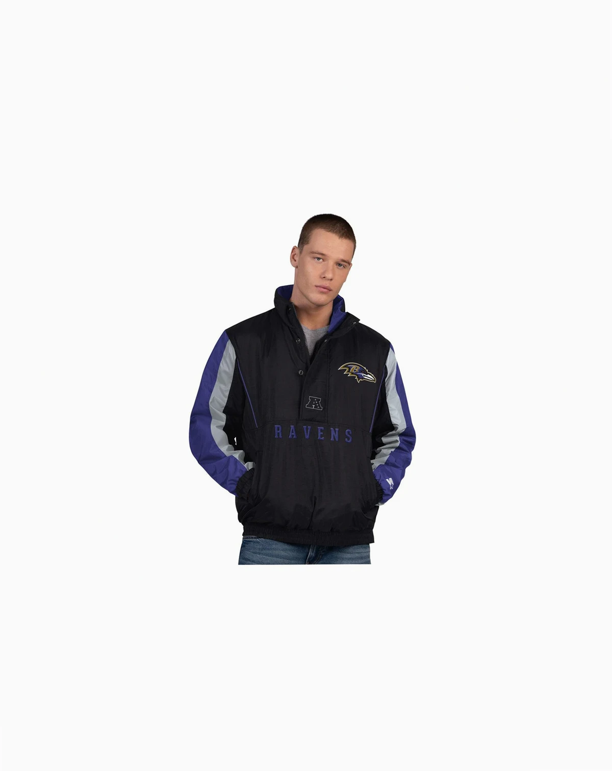 Men's Black Baltimore Ravens Thursday Night Gridiron Half-Zip Jacket