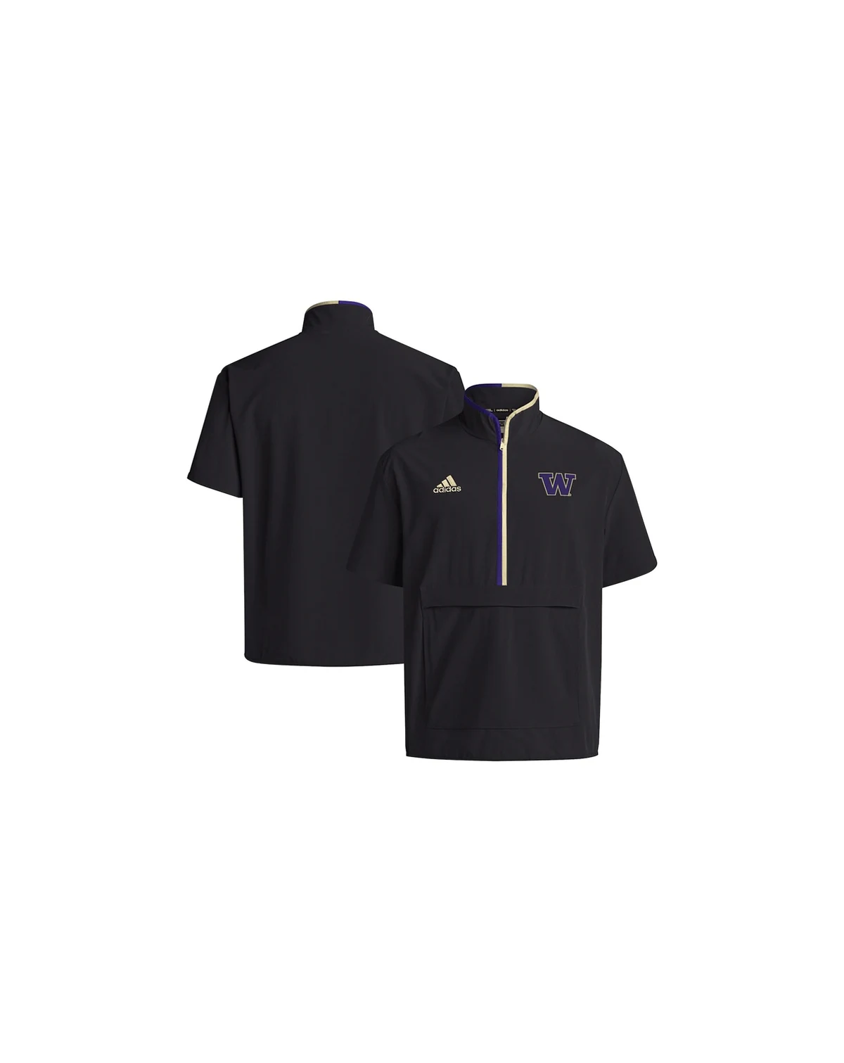 Men's Black Washington Huskies 2024 Coaches Sideline Half-Zip Short Sleeve Jacket