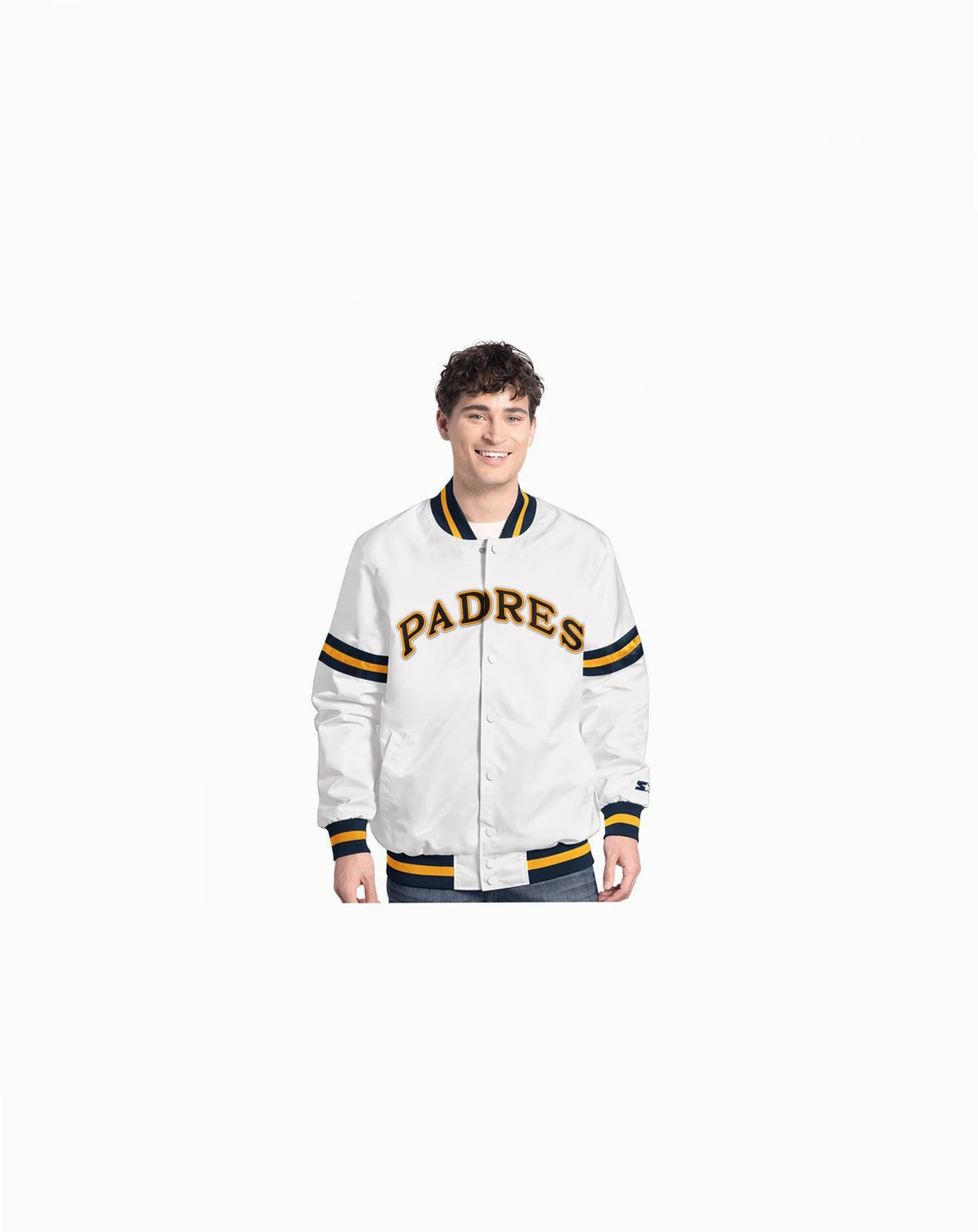 Men's White San Diego Padres Cooperstown Scout Full-Snap Varsity Jacket