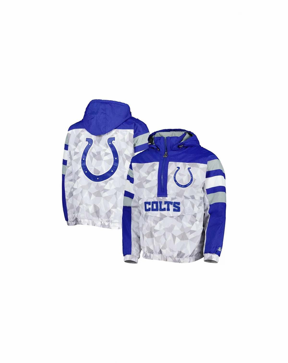 Men's White, Royal Indianapolis Colts Thursday Night Gridiron Raglan Half-Zip Hooded Jacket